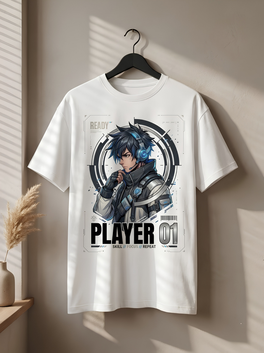 Gaming Oversized Unisex Classic T-Shirt – Player 01 Graphic Tee