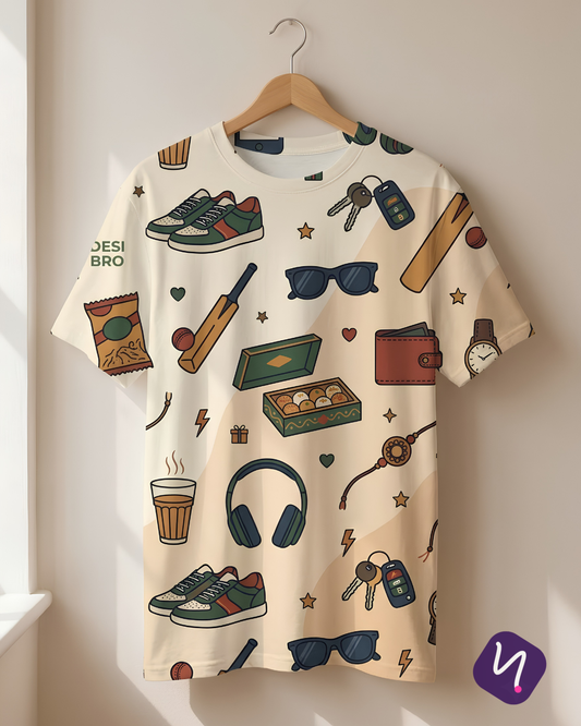Rakhi AOP T-Shirt for Men – Desi Bro Graphic Tee