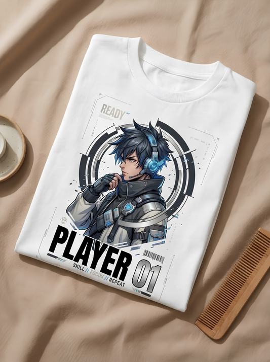 Gaming Oversized Unisex Classic T-Shirt – Player 01 Graphic Tee